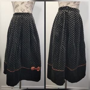VTG Susan Bristol Velvet Midi Skirt SZ 4P Black Prints Coquette Cottagecore Goth